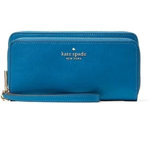 Kate Spade Staci Large Carryall Wristlet Clutch Wallet Dark peacock Leather